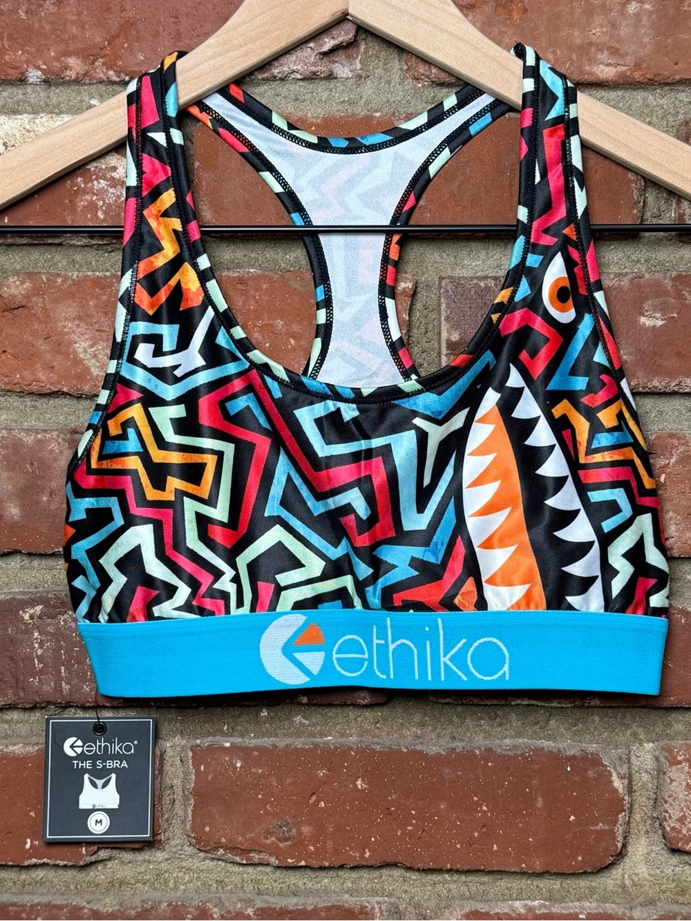 ETHIKA Sports Bra Size Medium The‎ S bra Racerback - New w/Tags multi color
